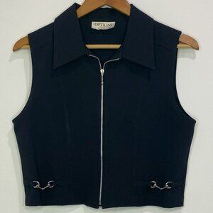 OPTIONS by Meline Duczak - No Sleeve, Zip Front, Western Detail,  Black - Size M